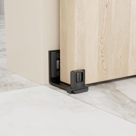 Verstellbare Bodenschiene für Wand/Tür, Bodenschiene für Schiebetüren, für Glas- oder Holztüren, schwarz (1/5)