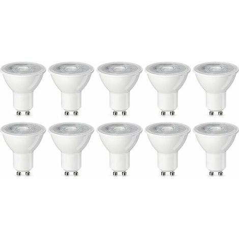 Lot de 10 ampoules spot LED GU10 5W (équivalent 50 W) Blanc Chaud Intensité non variable [Classe énergétique F] (1/5)
