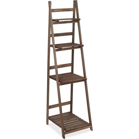 Scaffale a scala per fiori pieghevole in legno marrone scuro 51,5 x 41 x 24 cm atmosfera accogliente stile giardino 130006935