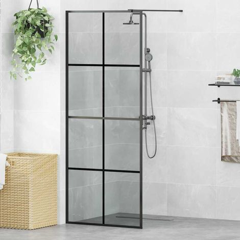 Walk-in Duschwand Schwarz 80 x 195 cm Gehärtetes Glas