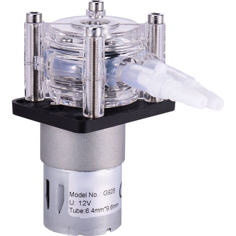 Pompe péristaltique GROTHEN 12V CC avec tube en silicone, pompe doseuse auto-amorçante résistante à la corrosion, débit réglable pour aquarium, laboratoire, analyse chimique et additifs DIY (1/4)