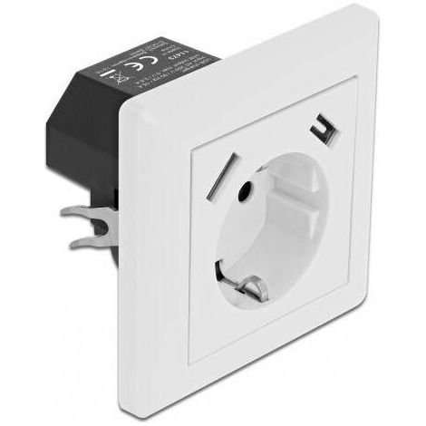 DELOCK 11473 TOMA 2 X USB + CEE 7/3 BLANCO (1/4)