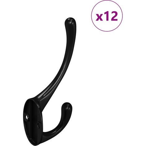 Gancio per vestiti 12 pcs Nero 102 x 29 x 47mm Lega di Zinco vidaXL