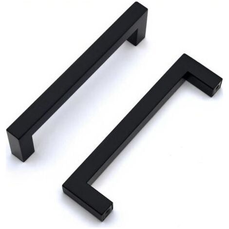 FENOPLASTICAPoignee de Meuble Cuisine,2 Pièces Poignée Meuble Noir en Acier Inoxydable Poignet de Porte Cuisine Noire Entraxe 128mm Poignet Tiroir Poignée de Placard (1/5)