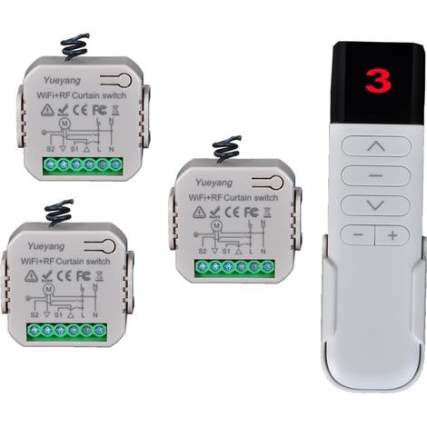 Kit de Volets Roulants Intelligents Wi-Fi (Interrupteur Télécommande RF) – Compatible avec Manuel et Télécommande (1/5)