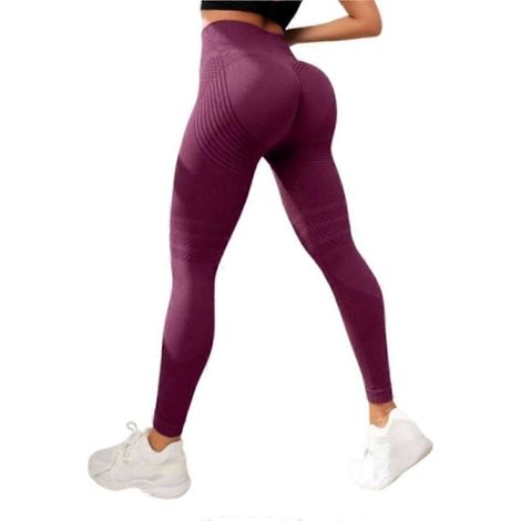 Leggings 3D anti-cellulite taille haute XL rouges, effet push-up fessier et ventre plat, sans coutures, compatibles avec les tailles XL pour femmes. (1/5)