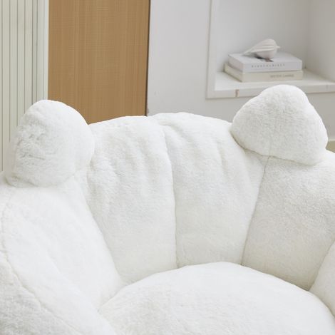 Canapé en forme de chat avec long dossier, pouf adulte sans installation, adapté à divers espaces comme salon et chambre, détente et confort, blanc (1/5)