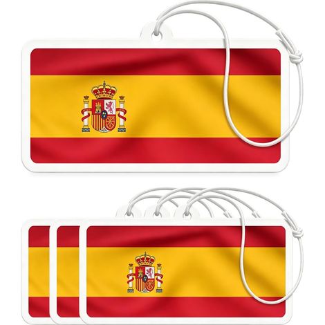 Lot de 4 Désodorisant Voiture Drapeau Espagne, parfum agrumes et jasmin, désodorisant suspendu longue durée pour rétroviseur, idéal pour fans de football et événements sportifs (1/5)