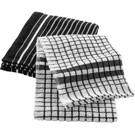 Lot de 2 torchons eponge 50 x 70 cm Classico noir (1/3)
