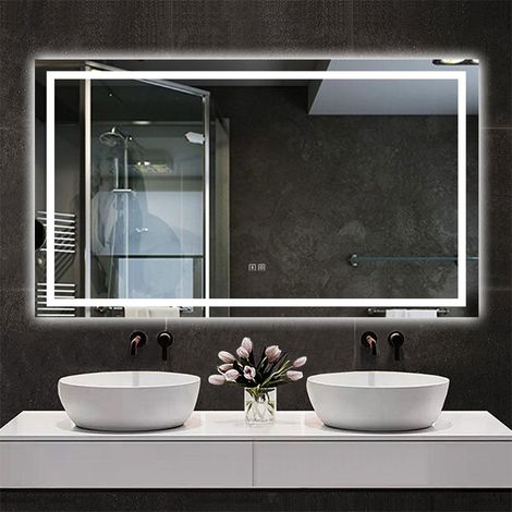 Ducha Casa Espejo de baño con led,120 x 70 cm, luz con 3 colores, función bluetooth ,antinieble, brillo regulable, función de memoria agapada, apagado automático tras una hora de inactividad