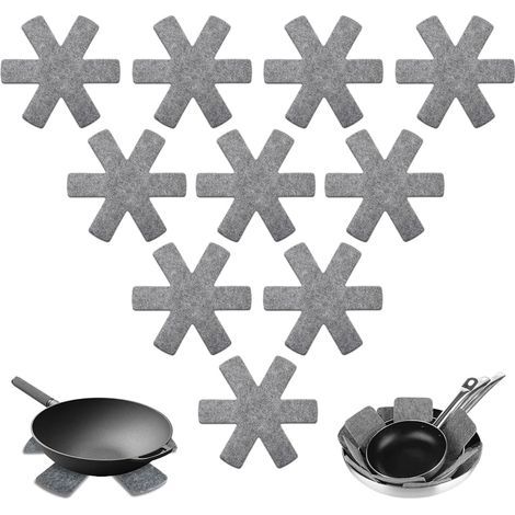 Protection Casseroles et Protège-Poêle, 10 Pièces Protege Poele Feutrine, Résistant à la Chaleur et Antidérapant Protection poele et Casserole, pour Éviter Les Rayures (1/5)