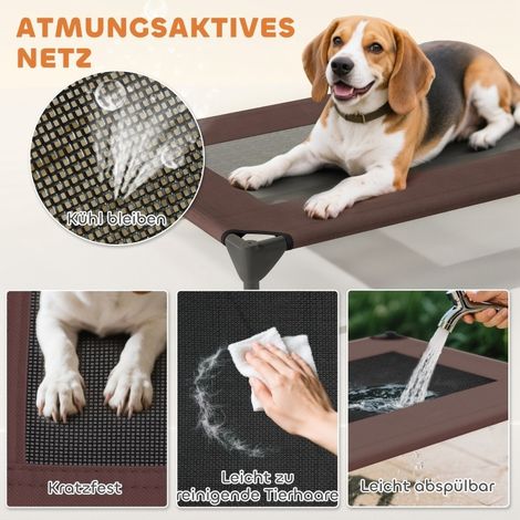 Lit pour chien extérieur 76 x 61 x 71 cm polyester marron avec toit, transportable - CHICFURN (1/5)