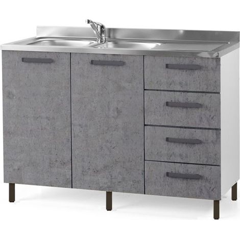 Sottolavello da cucina grigio cemento con cassettiera DX Cm 120x50xH 85