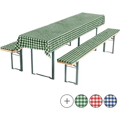 Ensemble de coussins pour banc de bière, nappe et coussin 3 pièces vert/blanc (1/5)