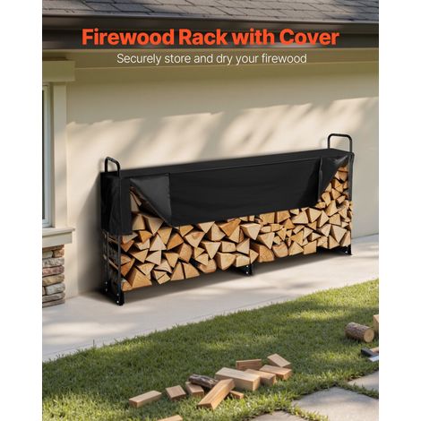 Range Bûches Extérieur 259x36x117 cm Abri Bois de Chauffage avec Couverture Imperméable 600D Oxford Porte-bûches pour Cheminée Support de Bûche Intérieur pour 1/2 de Corde de Bois de Chauffage (1/5)