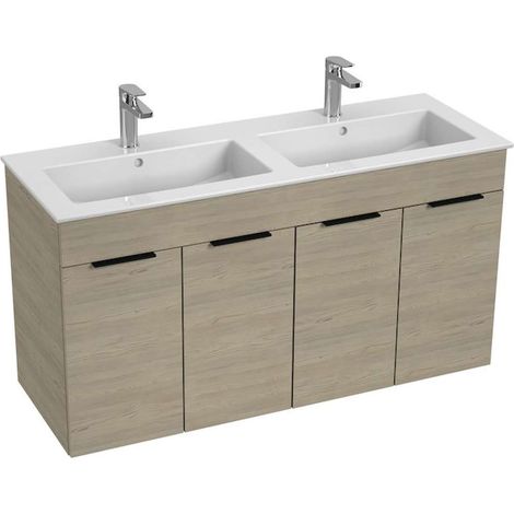 Jika Cube - Mobile doppio lavabo 116x43x61 cm, frassino H4536611765141 (1/2)