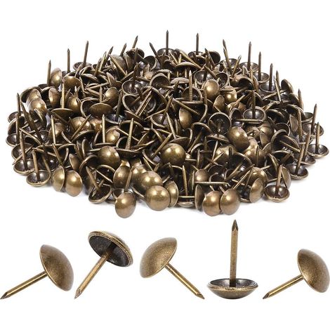 300 Pieces Heavy Duty Upholstery Nails 11x17mm Bronze Retro Vintage Antique Decorative Nails for Upholstery Furniture Sofas Armchairs Beds Chairs DIY Thumbtack (1/5)