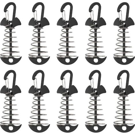 Piquets d'ancrage de terrasse, 10 pièces en alliage d'aluminium coupe-vent avec boucle à ressort, ancre portable pour le camping en plein air (1/4)