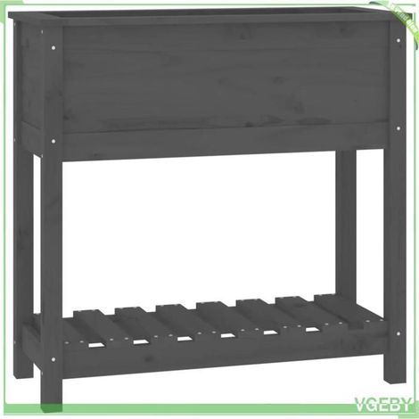 Jardinière surélevée - FAFEICY - 823761 - Bois de pin massif - Gris - Étagère intégrée (1/5)