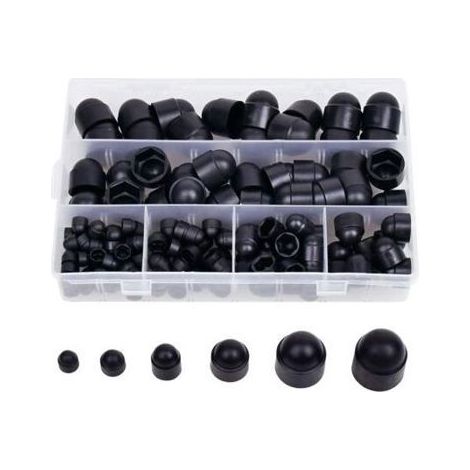 Coffret de rangement de 145 pièces comprenant des cache-écrous hexagonaux en caoutchouc, des capuchons de vis et des écrous en (1/5)