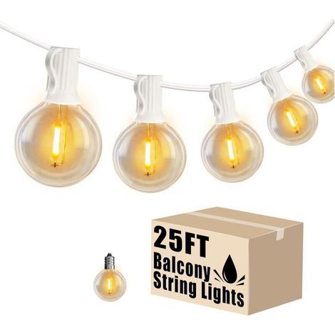 7.6m Outdoor LED String Lights with White G40 String Lights and Edison Bulbs for Bistro Garden (1/5)