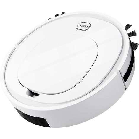 Intelligenter Saug- und Wischroboter – 3-in-1-Gerät: Saugroboter + Wischroboter – 1500-mAh-USB-Akku – Geeignet für Marmor-, Fliesen- und Parkettböden – 32 cm Durchmesser, weißes ABS