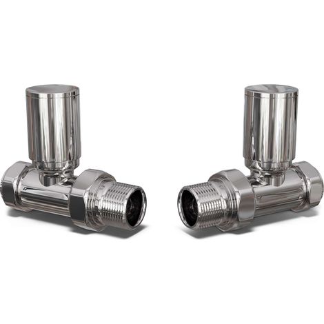 Round - Chrome Radiator Valve Straight Polished 15mm