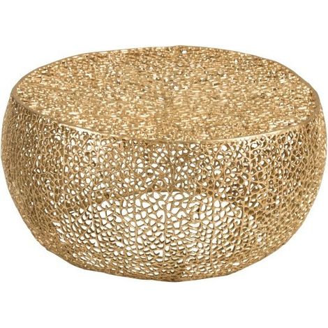 Table basse vintage 85x85x41,5 cm en aluminium doré (1/3)