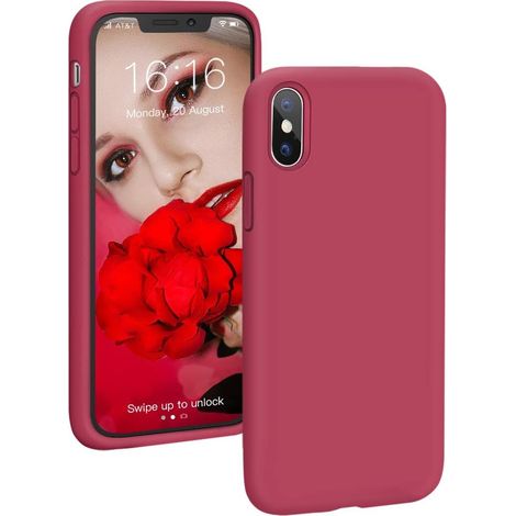 CUSTODIA IN SILICONE PER IPHONE XS/X 5.8' ROSA ROSSO (1/5)
