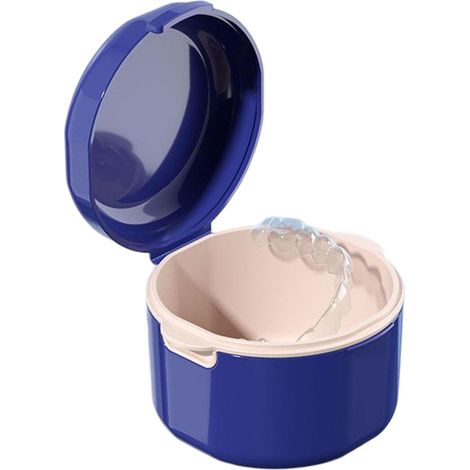 Aufbewahrungsbox für Zahnprothesen/Toilettenschüssel/Reisebecher mit Filterkorb – Blau (1/5)