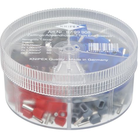 KNIPEX 97 99 908 Scatole assortimento con terminali a bussola preisolati 4 pezzi