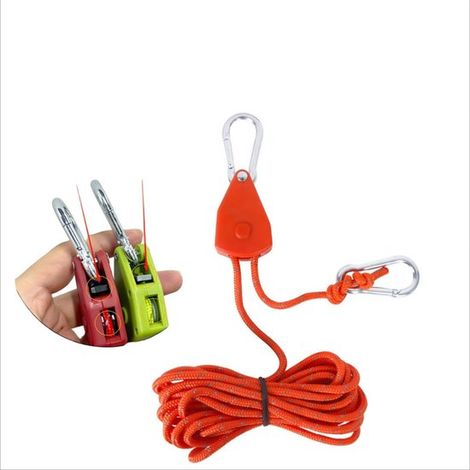 Tendeur de corde avec poulie, 4 pièces, diamètre de corde 4 mm, longueur totale 4 m, tendeur de corde pour usage extérieur, poulie pour cordes de tente, poulie (1/5)