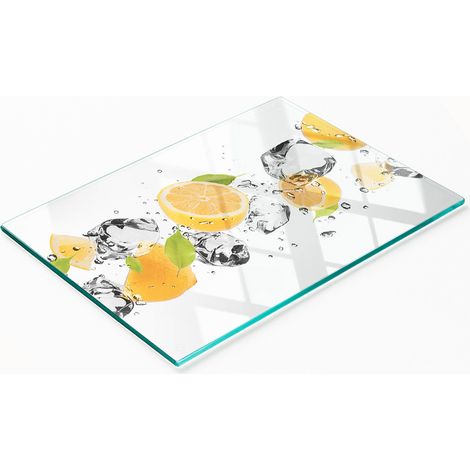Tagliere decorativo in vetro temperato con motivo limone e acqua, 80x52 cm. (1/5)