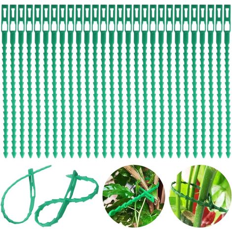 100 Fascette regolabili per piante da giardino - Fascette flessibili in plastica per viti - Fascette multifunzionali per piante - Attrezzo da giardinaggio - per fissare le piante (17 cm) (1/5)