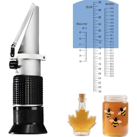 1 Réfractomètre Brix, Mesure Humidité, Échelle 58-90%, Pour Miel Confiture Sirop