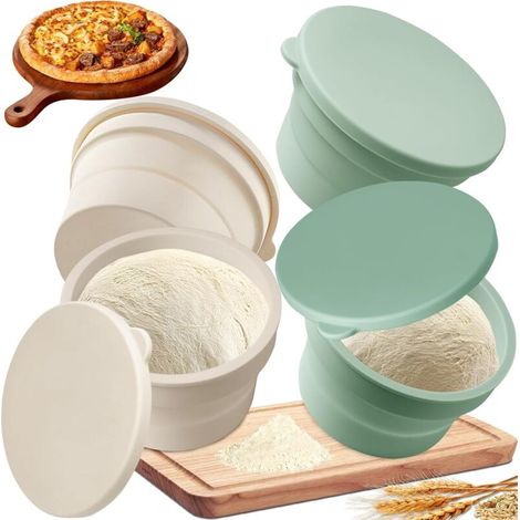 contenitori in silicone per la lievitazione della pizza, antiaderenti, pieghevoli, compatti, per conservare l'impasto, ideali per la cucina casalinga.
