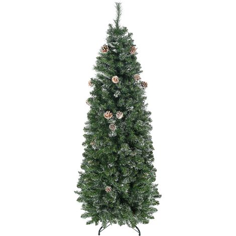Albero di Natale Artificiale da 180cm con Pigne, 618 Rami e Base in Metallo, Verde