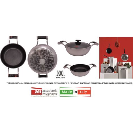 Tegame Antiaderente Antigraffio ad Induzione Chef con Coperchio 32 cm