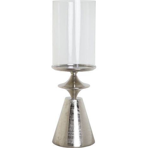 Bougeoir design épuré en aluminium pour ambiance cosy - Argent satiné (1/4)