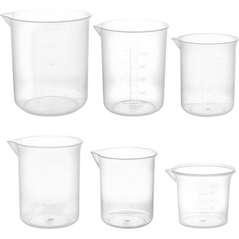 6 Pcs Tasse à Mesurer en Silicone, 25/50/100/150/250/500 ml Verre Doseur ML, Tasses à Mesurer, Gobelet Doseur avec Gradué, Verres Doseurs pour Moule Silicone Resine Epoxy Cuisine Laboratoire (1/5)