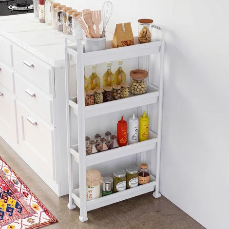 CASART 4-Tier Rolling Storage Cart Bathroom Organizer Narrow Shelving Unit (1/5)