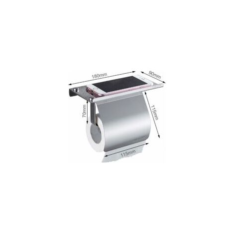 Soporte de papel higiénico de pared con estante para teléfono, soporte de papel higiénico de acero inoxidable 304 con plataforma de almacenamiento, dispensador de papel higiénico para baño, oro rosa -