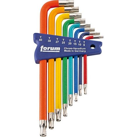 Piegata Keyset Torx® Testa A Sfera, Verniciata, Quantità: 8 Parti, Contenuto T 9 T 10 T 15 T 20 T 25 T 27 T 30 T 40