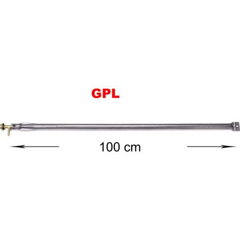 Bruciatore a gas Gpl Metano per barbecue pietra ollare piastra ghisa scegli la misura e il rubinetto : dritto 100 cm GPL