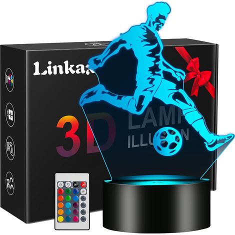 Football Enfants Veilleuse, Cadeau Garçons Lampe Illusion 3D LED Lumière, Télécommande 16 Couleurs Changeantes Dimmable, Cadeau d’anniversaire pour Fan de Football Enfant Garçon Chambre Décoration (1/5)