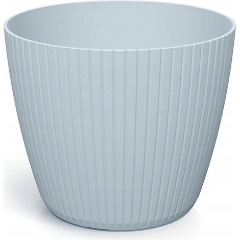 Vaso da fiori in plastica con coperchio rotondo scanalato, grigio chiaro, 17,8 cm, Lamia