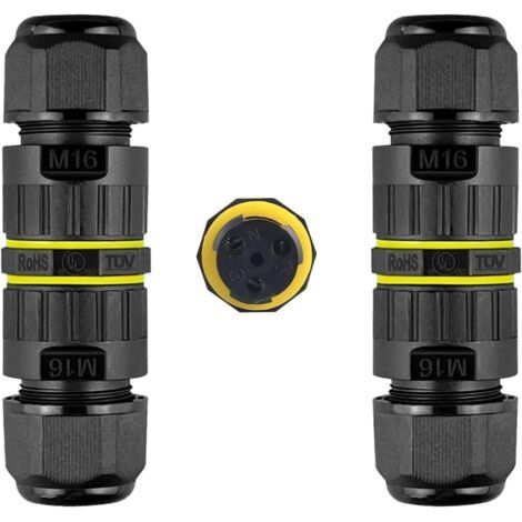 Lot de 2 connecteurs de câble étanches IP68 - 3 broches - Connecteur M16 - Diamètre : 3,5-10 mm (1/5)