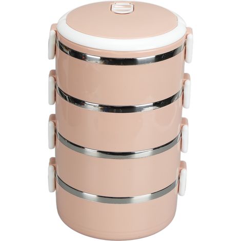 Boîte-repas isotherme en acier inoxydable 304 portable, 4 couches rose nordique pour école, bureau et plein air (1/5)