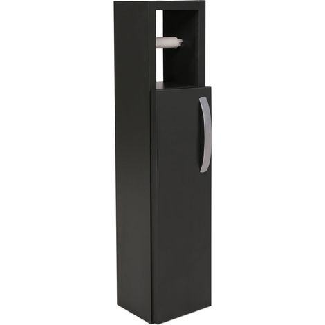 Meuble support pour papier toilette en bois "Star" - 15 x 12 x 65 cm - Gris anthracite
