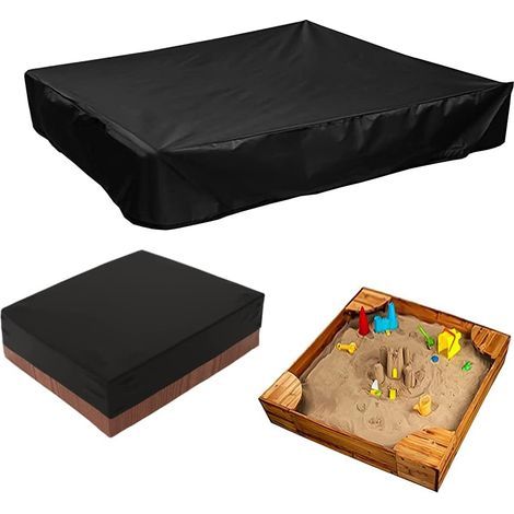 Bâche Bac à Sable Imperméable Noire, 150x 150x 20cm Housse de Bac à Sable de Protection Couverture de Bac à Sable en Tissu Oxford avec Cordon de Serrage, pour Bac à Sable de Jardin (1/5)